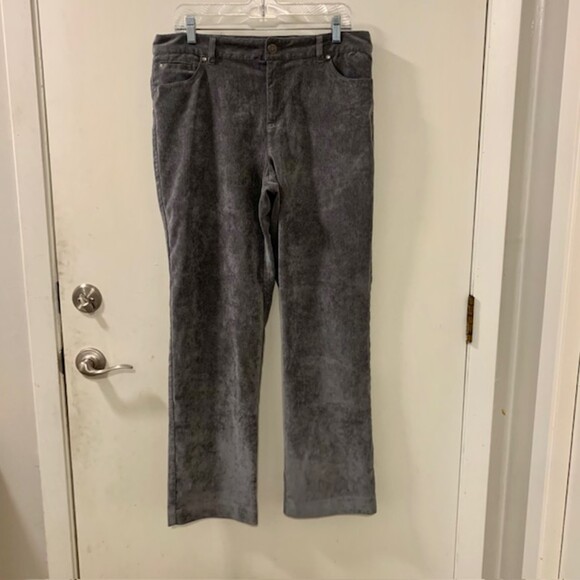 Christopher & Banks Womens Gray Soft Corduroy Straight Leg Stretch Pants Sz 12 - Picture 3 of 9